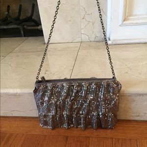 Bcbgmaxazria Silver metallic Clutch Bag NWT